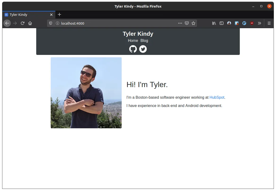 Homepage built with flexbox